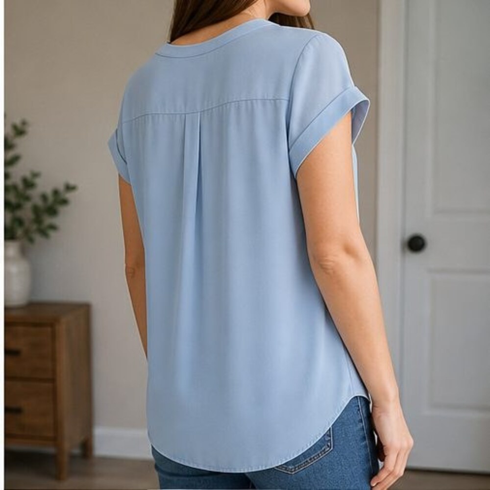 Blue V Neck Top - Picture 3 of 6